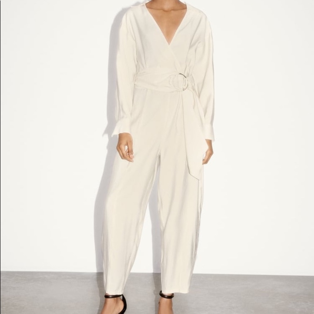ZARA GOLD‎ BUCKLE WRAP JUMPSUIT